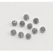 Resim Tesbih Sakarya 8 mm - Küre Kesim - Boş Nokta Desenli Yuvarlak Metal Boncuk 