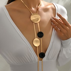 Resim 1 Çift Sonbahar/Kış Yeni Y-Şekilli Kadın Kolye, Geometrik Yuvarlak Düz Yılan Zincirli Püskül Detaylı Uzun Kazak Zinciri, Günlük Kullanıma Uygun Çok Amaçlı Aksesuar 