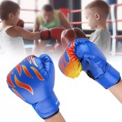 Resim 4-8 Yaş Çocuklar İçin Alev Temalı Boks Eldivenleri - Kırmızı/Mavi Renklerde Dayanıklı Naylon Eğitim Eldivenleri Siyah Vurgularla, Doğum Günü, Noel, Paskalya ve Okula Dönüş Hediyeleri İçin İdeal 
