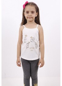 Resim Toontoy Kids Toontoy Kız Çocuk Kedi Baskılı Atlet Ekru 