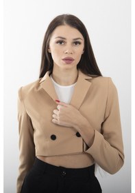Resim Feminist Astarlı Crop Blazer Ceket 0105118.09 Camel Kahverengi 