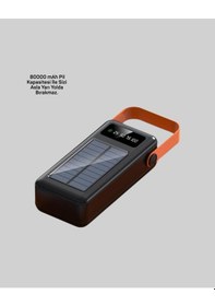 Resim Powerbank Solar Fenerli Çoklu Kablolu Taşınabilir Şarj Aleti renkli 