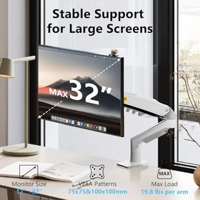 Resim NB North Bayou Monitör Masası Montaj Standı Tam Hareketli Döner Monitör Kolu Gaz Yaylı 17-30''Monitörler için (2 kg - 9 kg arasında) Bilgisayar Monitör Standı F80 (Beyaz) 