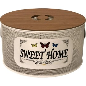 Resim Boho Bazzar Kapaklı Ferforje Patates,soğan ve Ekmeklik 30*30*15CM 