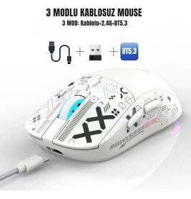 Resim HXSJ T90 Kablosuz 3 Modlu MOUSE-650 Mah BATARYA-4800 Fps-Özel Baskılı Tasarım-Rgb 