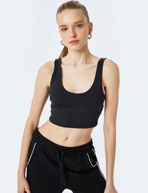 Resim Koton Slim Fit Kolsuz U Yaka Kaplı Sporcu Sütyeni Siyah 5sak30119nk Siyah 