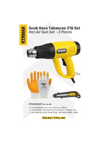Resim Rtrmax RTM303ASET Sıcak Hava Tabancası 2000W Eldiven + Falçata + Maket Bıçağı 3'lü Set 