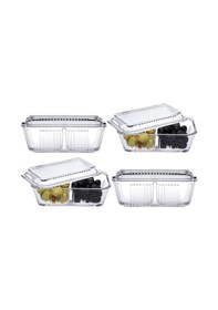 Resim Paşabahçe Bölmeli Saklama Kabı 4 Adet Zeytinlik Tereyağlık 96764 Şeffaf 