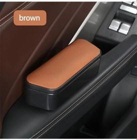 Resim Chuangyinshop Brown Evrensel Ayarlanabilir Yükseklikte Kol Dayama Saklama Kutusu Abs Plastik İç Kapı Organizeri 