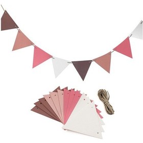 Resim Moveevo 3 Metre Deri Askı Bayrak Seti - Pembe Renk, Çadır Ve Dış Mekan Dekorasyonu 12 Adet Bayrak Pembe 