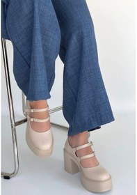 Resim Cojans Jarlo Bej Cilt Dolgu Topuk Ayakkabı Göründüğü Gibi 