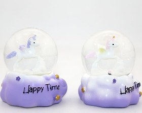 Resim Küçük Unicorn Tasarımlı Işıklı Kar Küresi 9 Cm Alk1785 