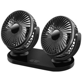 Resim Çıft Başlıklı Araç Fanı Oto Fan Vantılatör 12V 24V Siyah 