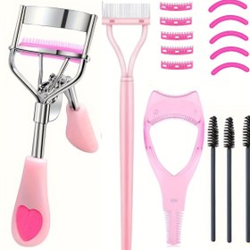 Resim Fırça ve Ayırıcı ile Profesyonel Kirpik Kıvırıcı Seti | Ergonomik Kalp Şeklinde Paslanmaz Çelik Sap, Günlük Makyaj için İdeal 