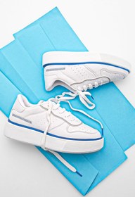 Resim Marjin Kadın Sneaker Yüksek Taban Bağcıklı Spor Ayakkabı Lekya beyaz Pul 