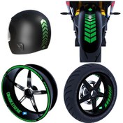 Resim Moto Rider 4'lü Sticker Seti Orman Yeşili İç Dış Jant Şeridi Kask Ve Çamurluk Çınar Extreme 