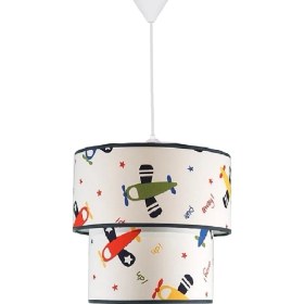 Resim Şenay Aydınlatma Çocuk Odası İkili Silindir Kumaş Sarkıt-Beyaz Uçak 