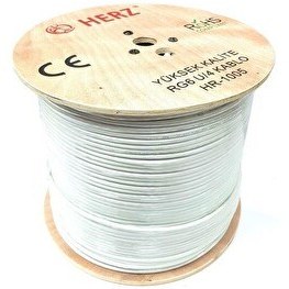 Resim Herz RG6U4 500 M Beyaz Uydu Anten Kablosu 