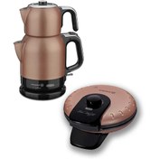 Resim KORKMAZ Çaytema Çay Makinesi Rosegold Ve Mia Waffle Makinesi Rosegold 