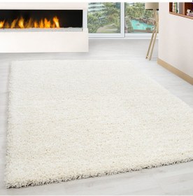Resim Soft Shaggy Halı Yüksek Tüylü Düz Krem Rengi Çocuk Odası Oturma Odası Salon Mutfak Halısı 