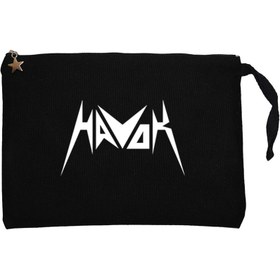 Resim Havok Logo Text Siyah Clutch Astarlı Cüzdan / El Çantası - Siyah 