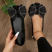Resim Kadın Bowknot Dekor Düz Ayakkabı, Zarif Kare Toe Slip On Ayakkabı, Hafif Ve Rahat Ayakkabılar 