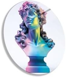 Resim Gaagart Yuvarlak Temperli Gerçek Cam Tablo Renkli Antik Kadın Heykeli, 70 X 70 