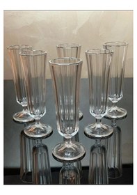 Resim 6 Lı Cam Flüt Kahve Yanı Su Bardağı Ayaklı Uzun 150ml 