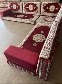 Resim Sultan Sedir 220cm 230cm Yer Minderi - Selçuklu Şark Köşesi (2 KOLÇAK) 