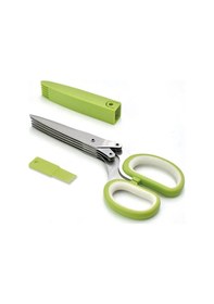 Resim Chenkestoreone Yeşil Çok Bıçaklı Paslanmaz Çelik Soğan Sebze Dilme Makası Kamp Mutfak Aracı 