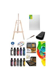 Resim Rich 120 Cc 10'lu Akrilik Boya Gold Taklon 10 Lu Çantalı Fırça Profesyonel Şövale Seti 