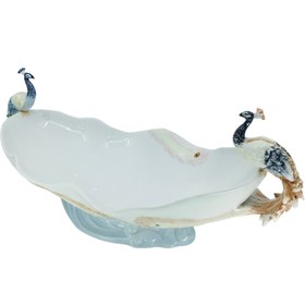 Resim Tavuskuşu Figürlü Renkli Porselen Gondol Kase 