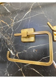 Resim İsaoğlu Yapı Antik Gold Tuvalet Kağıtlığı Mat Gold Kağıtlık Antik Eskitme Aksesuar Tuvalet Kağıtlık Gold 