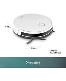 Resim Homend Alex 1288H Moplu ve Akıllı Robot Süpürge Gyroscope Beyaz 