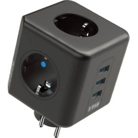 Resim YDGR Termal Akım Korumalı Priz Çoklayıcı - 3 USB - 3 Priz Girişli Küp Priz 