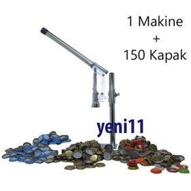 Resim yeni11 Soda Gazoz Kapağı Kapatma Makinesi + 150 Kapak Şişe Kapatma Aleti 