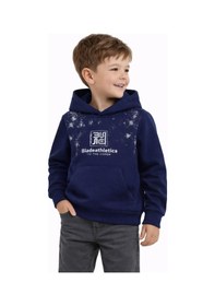 Resim Baglan Erkek Çocuk Önü Arkası Baskılı Kapüşonlu Sweatshirt Bgl-st05246 Lacivert 