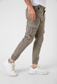 Resim Kargo Cepli, Fermuarlı Paça Lastikli Esnek Kumaş Slim Fit Gabardin Erkek Kargo Pantolon - Açık Kahverengi / 36 