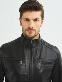 Resim İkbal New Fury Siyah %100 Orjinal / Hakiki Erkek Deri Mont Ceket 