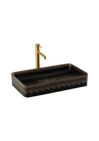 Resim Lena Ey 7034S Tezgah Üstü Lavabo Siyah & Altın 