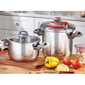 Resim Falez Cst-1007 Cook-fest 4+7 Lt Duduklu Tencere Kırmızı Gri 