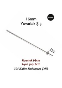 Resim 16 Mm Yuvarlak Şiş 95cm Uzunluk - 304 Paslanmaz Çelik 