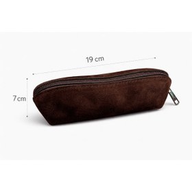 Resim HBS %100 Gerçek Deri Süet Gözlük Kılıfı - 19 × 7 cm 