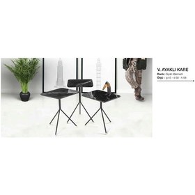 Resim Zigon Osm Kare V Ayak Model Sehpa Siyah Mermer Itinalı Paketleme 