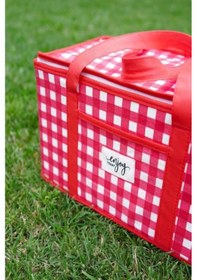 Resim Büyük Boy Kırmızı Piknik Çantası Termo Lüks Plaj Çantası Seyahat Kamp Çantası 35 X 20 X 20 Cm Kırmızı 