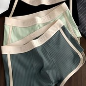 Resim 3 Adet Erkek Boxer Külot - Nefes Alabilen Orta Bel, Esnek Bel Bandı, Yumuşak Polyester-Spandeks Karışımı, Görünmez Örgü Kumaş, Düz Renkler (Açık Mavi/Bej/Beyaz/Açık Haki) - Makinede Yıkanabilir, Günlük Konfor, Minimalist Tasarım, Dayanıklı Yapım, Yüksek Esneklik 