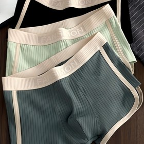 Resim 3 Adet Erkek Boxer Külot - Nefes Alabilen Orta Bel, Esnek Bel Bandı, Yumuşak Polyester-Spandeks Karışımı, Görünmez Örgü Kumaş, Düz Renkler (Açık Mavi/Bej/Beyaz/Açık Haki) - Makinede Yıkanabilir, Günlük Konfor, Minimalist Tasarım, Dayanıklı Yapım, Yüksek Esneklik 