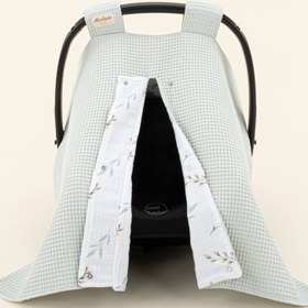 Resim Puset Örtüsü - Çift Taraflı - Açık Yeşil Petek - Yapraklar 