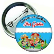 Resim 30 Adet Okuluna ve Sinifina Hoş Geldin Öğrenci Yaka Rozeti 