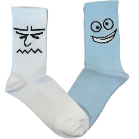 Resim HAPPYBODY SOCKS Organik Çocuk Tenis 2'li Soket Emoji Desenli Soft Yıkamlı Kumaş 